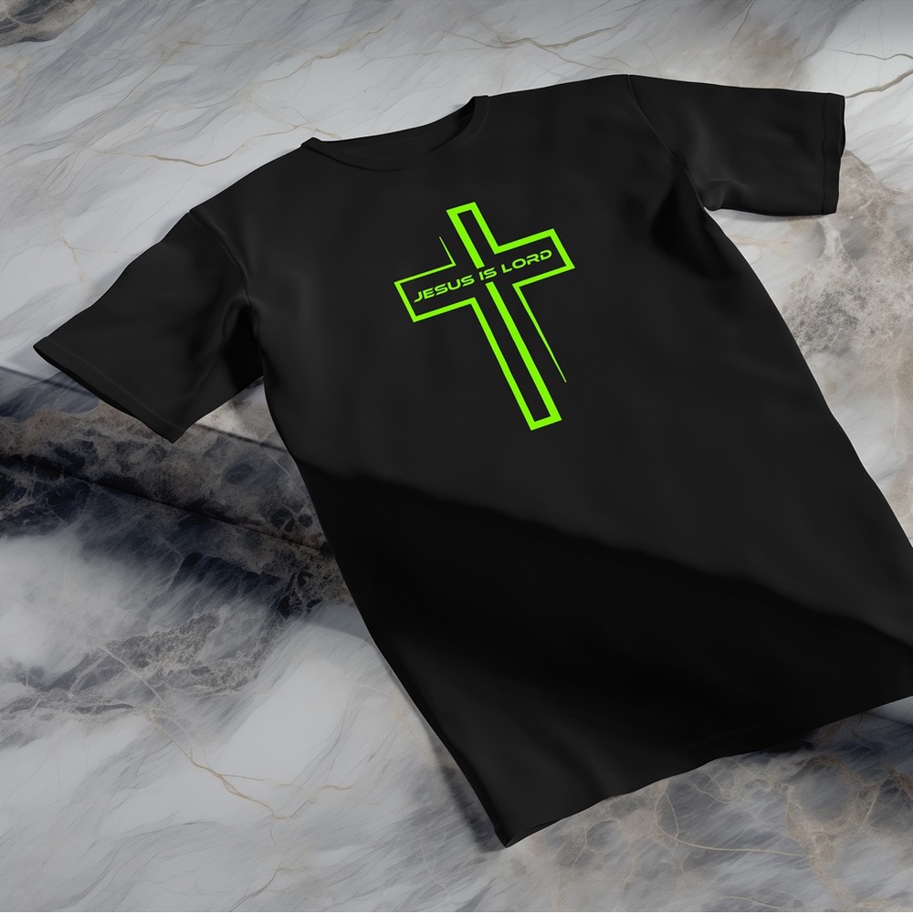 Men’s Shirt Jesus Is LORD Cross Christian Faith Bible T-Shirt